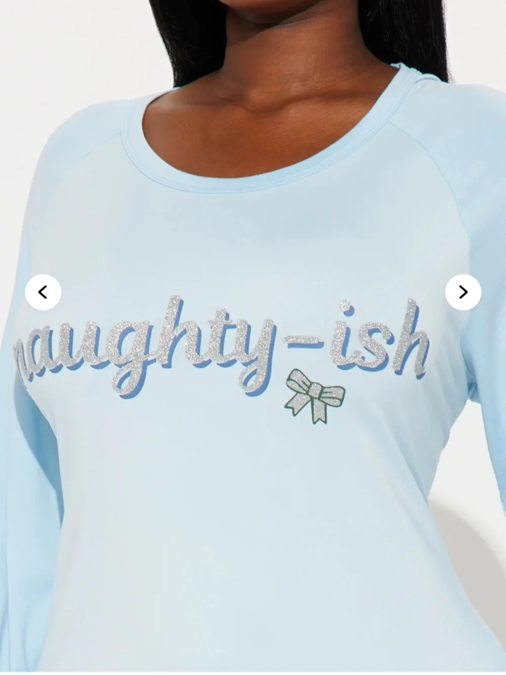Fashion Nova Naughtyish Glitter PJ Sleep Shirt - Light Blue 1X (EUC)